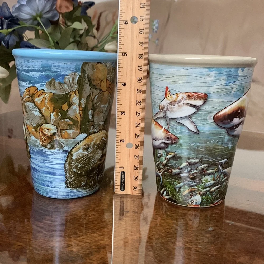 Sea World Embossed Mug Cup Set SeaWorld Souvenir Beverage Drink Ware Embossed